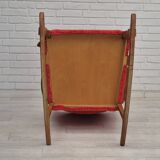 11960s, Danish rocking chair, original good condition, solid oak wood, furniture wool fabric.