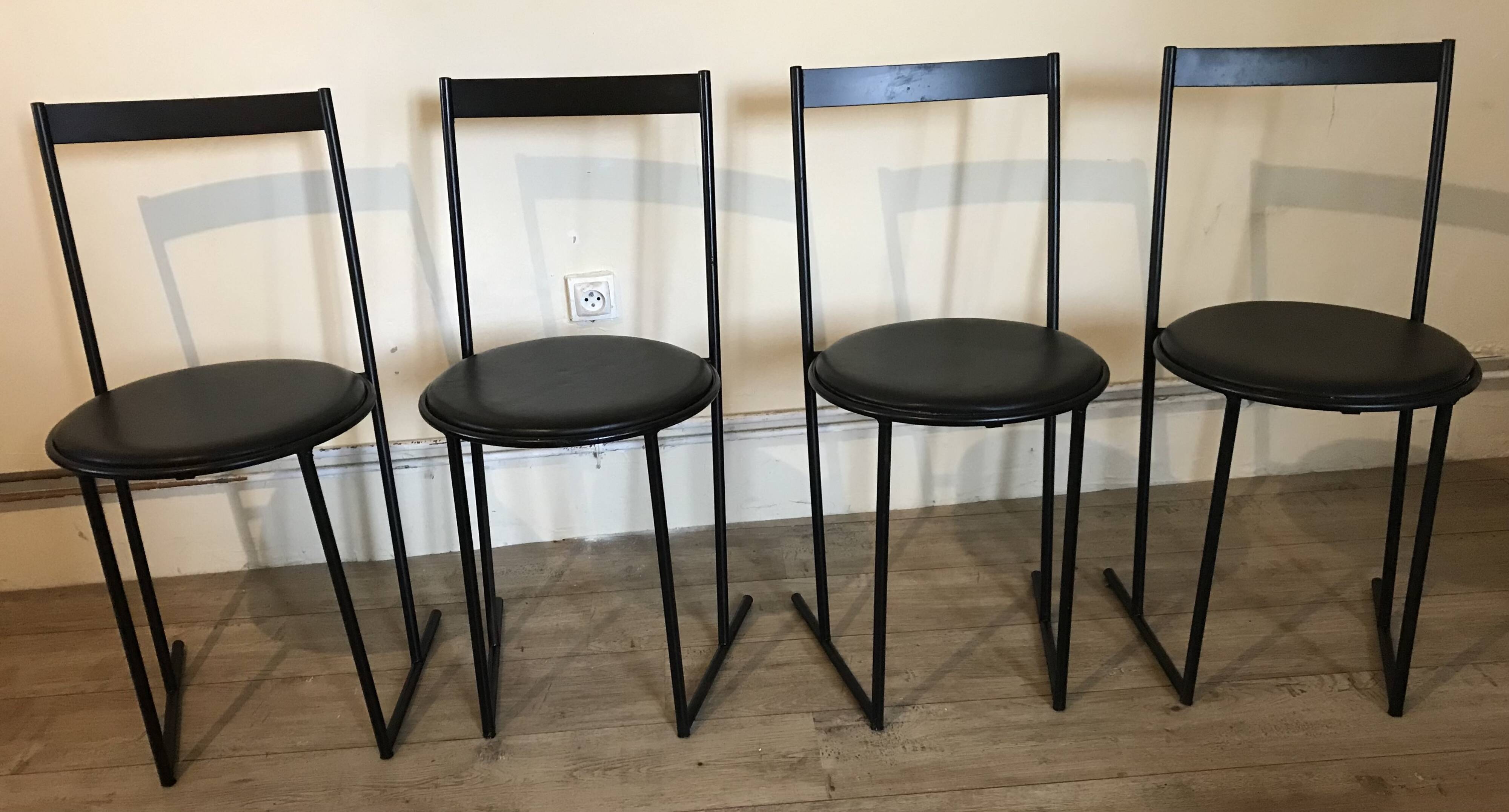 Set of 4 chairs Italy 1980 by Emilio Nanni for Fly-line