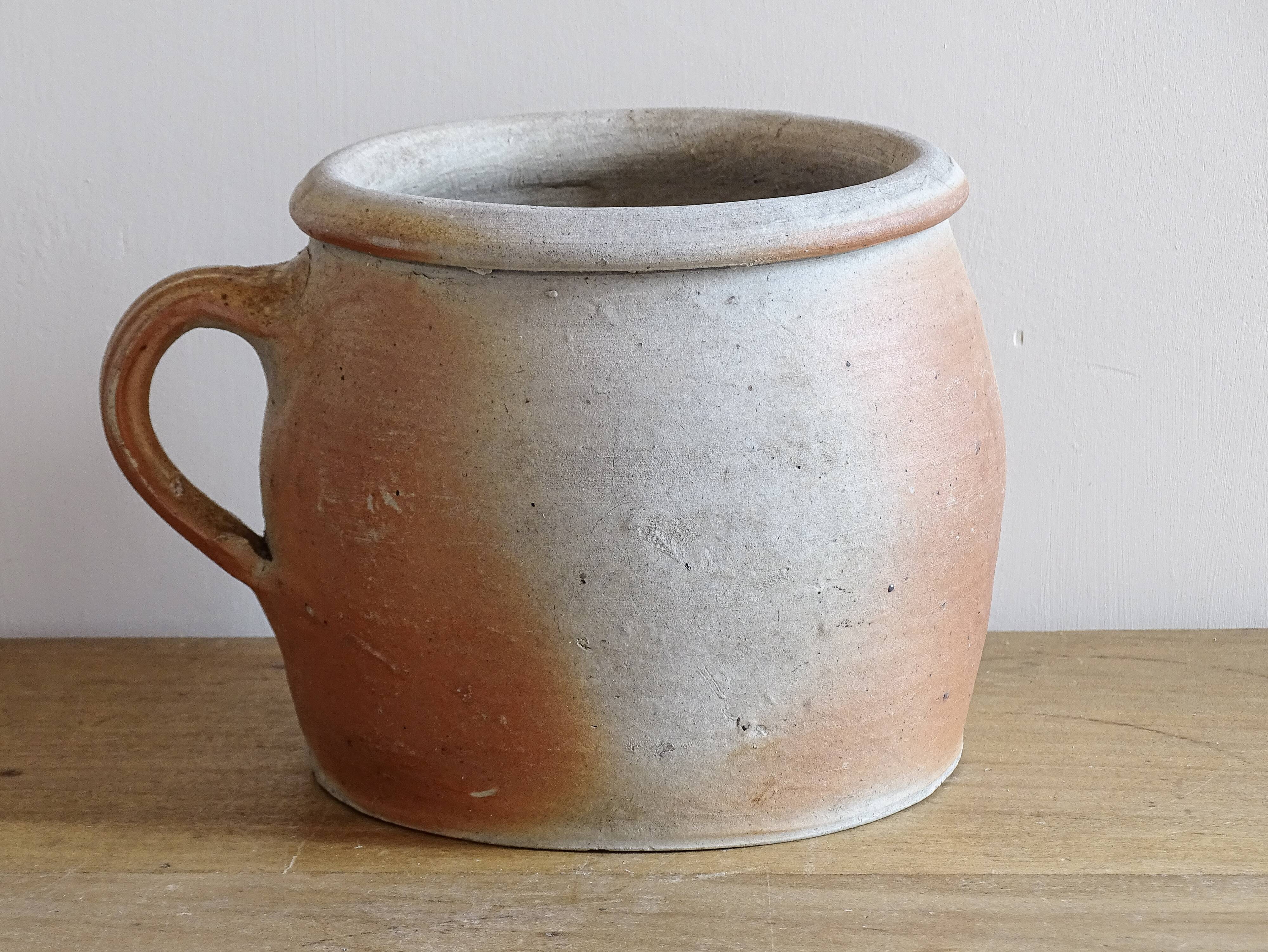 Rustic Antique Stoneware Jar with Handle