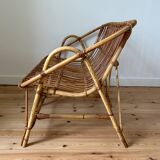 Vintage rattan bench