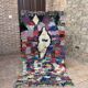 Vintage Moroccan Boucherouite rug: small abstract rug