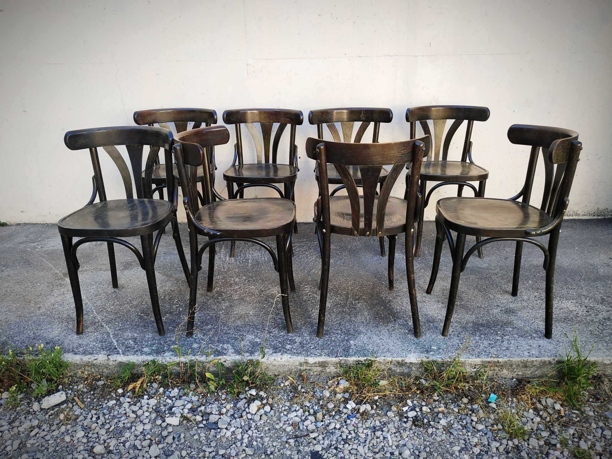Series of eight bistro chairs