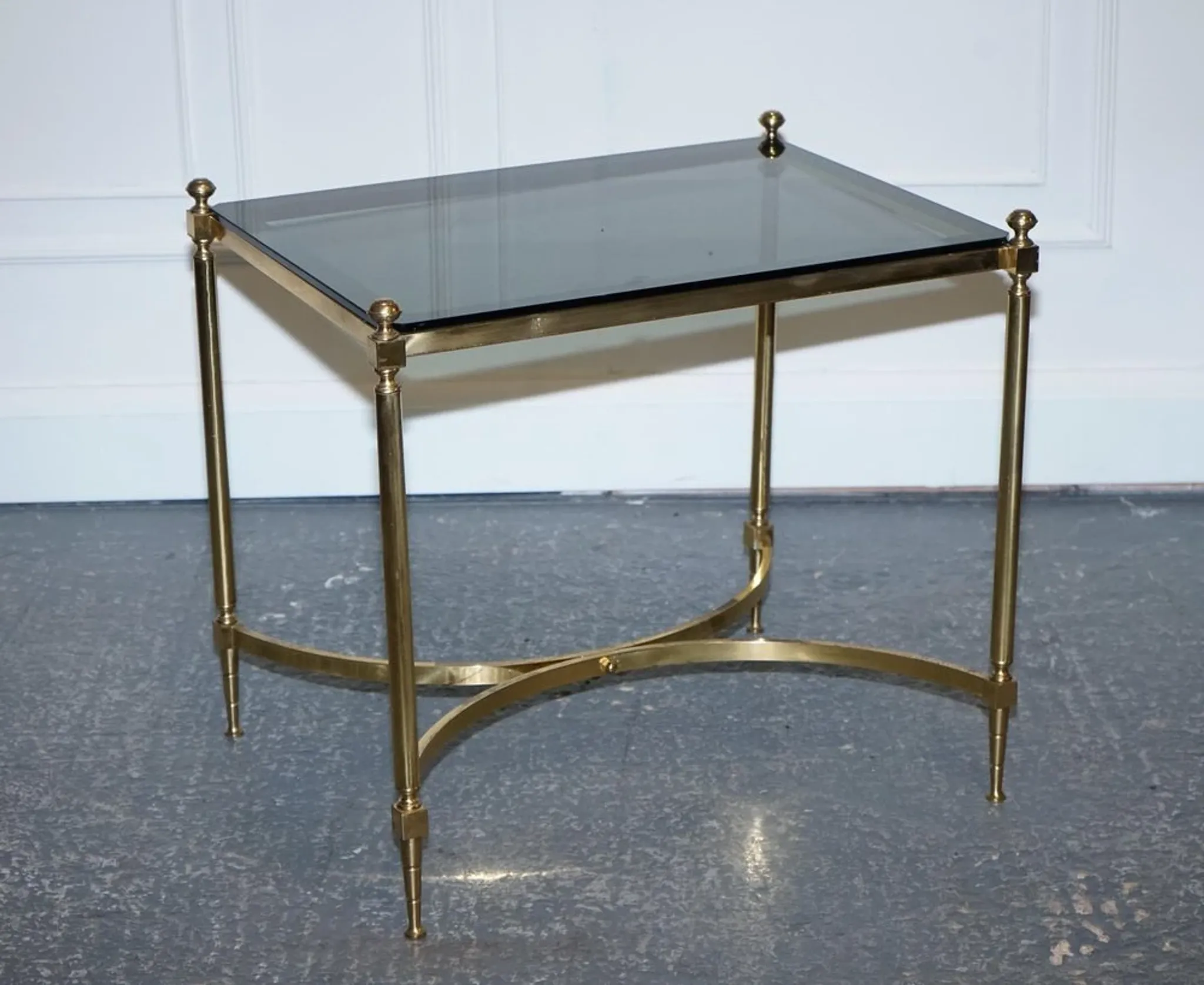 Hollywood Regency Coffee Table in Brass and Smoked Glass, France, 1960s