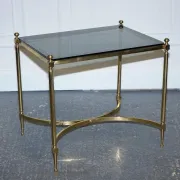 Hollywood Regency Coffee Table in Brass and Smoked Glass, France, 1960s