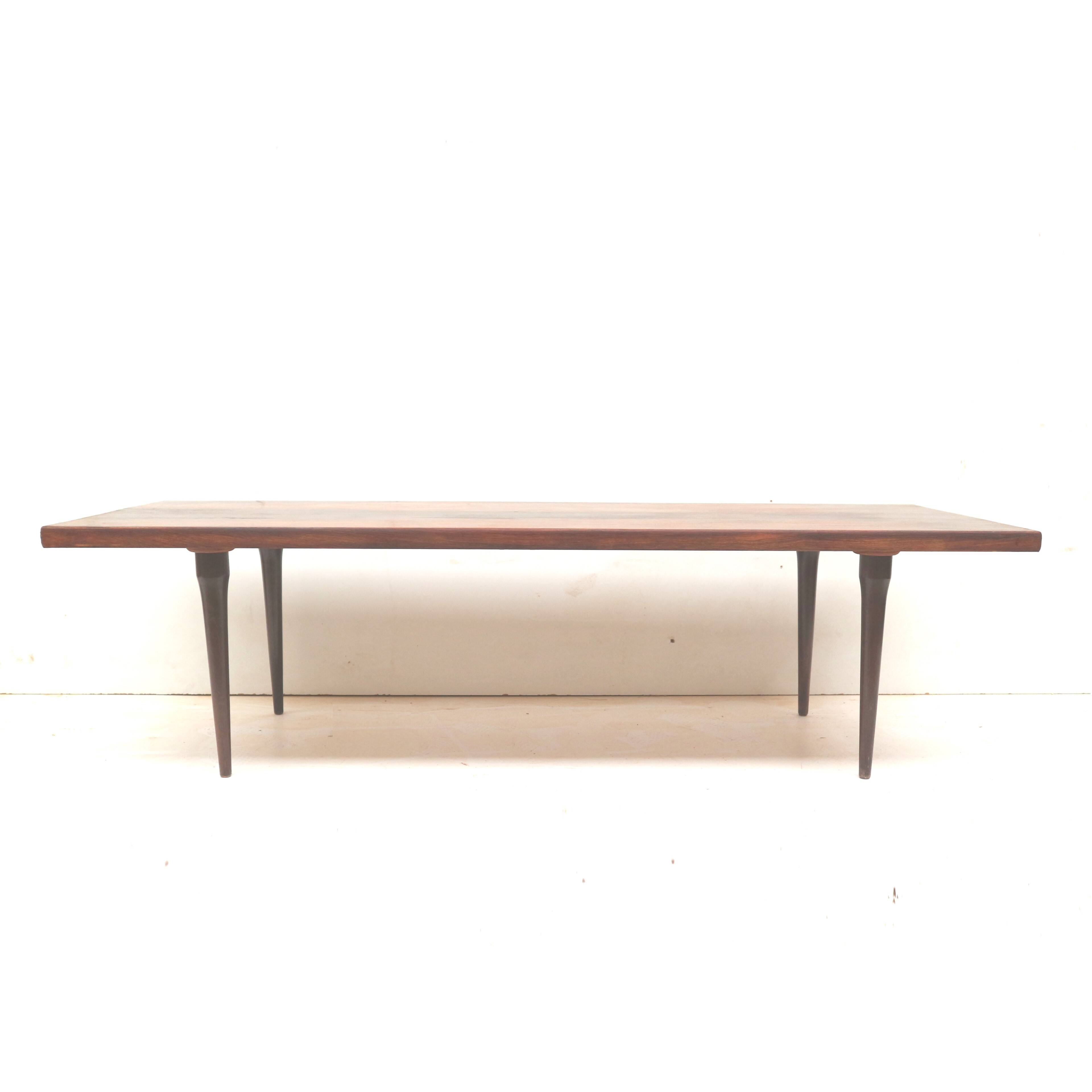 Large rare mid century rosewood coffee table from the 1960s