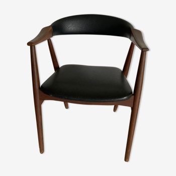 Vintage armchair model 213 in teak and imitation leather by Th. Harlev for Farstrup Møbler