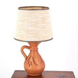 Ceramic lamp, beige lampshade, 60s
