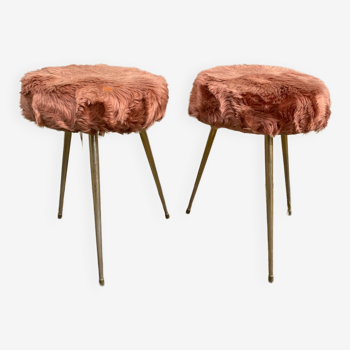 Pair of Pelfran moumoute tripod stools