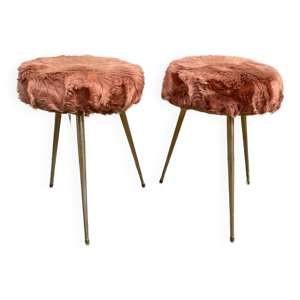 Paire de tabouret tripode - moumoute