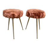 Pair of Pelfran moumoute tripod stools