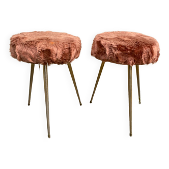 Pair of Pelfran moumoute tripod stools