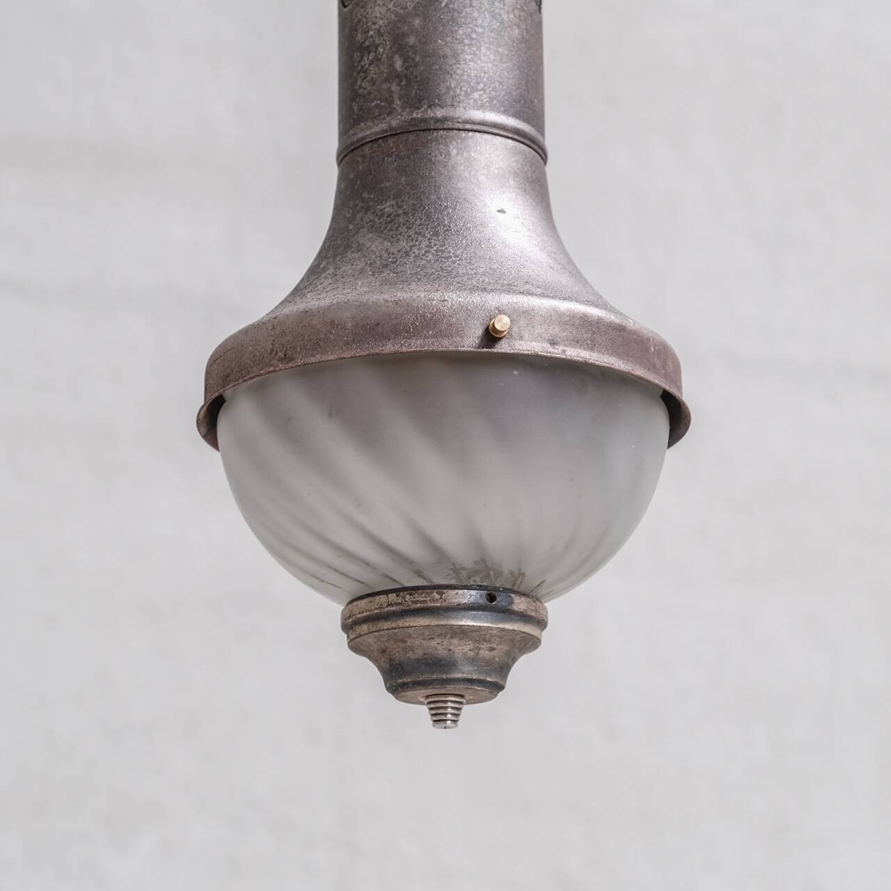 Set of Three Etched Glass Antique Pendant Lights