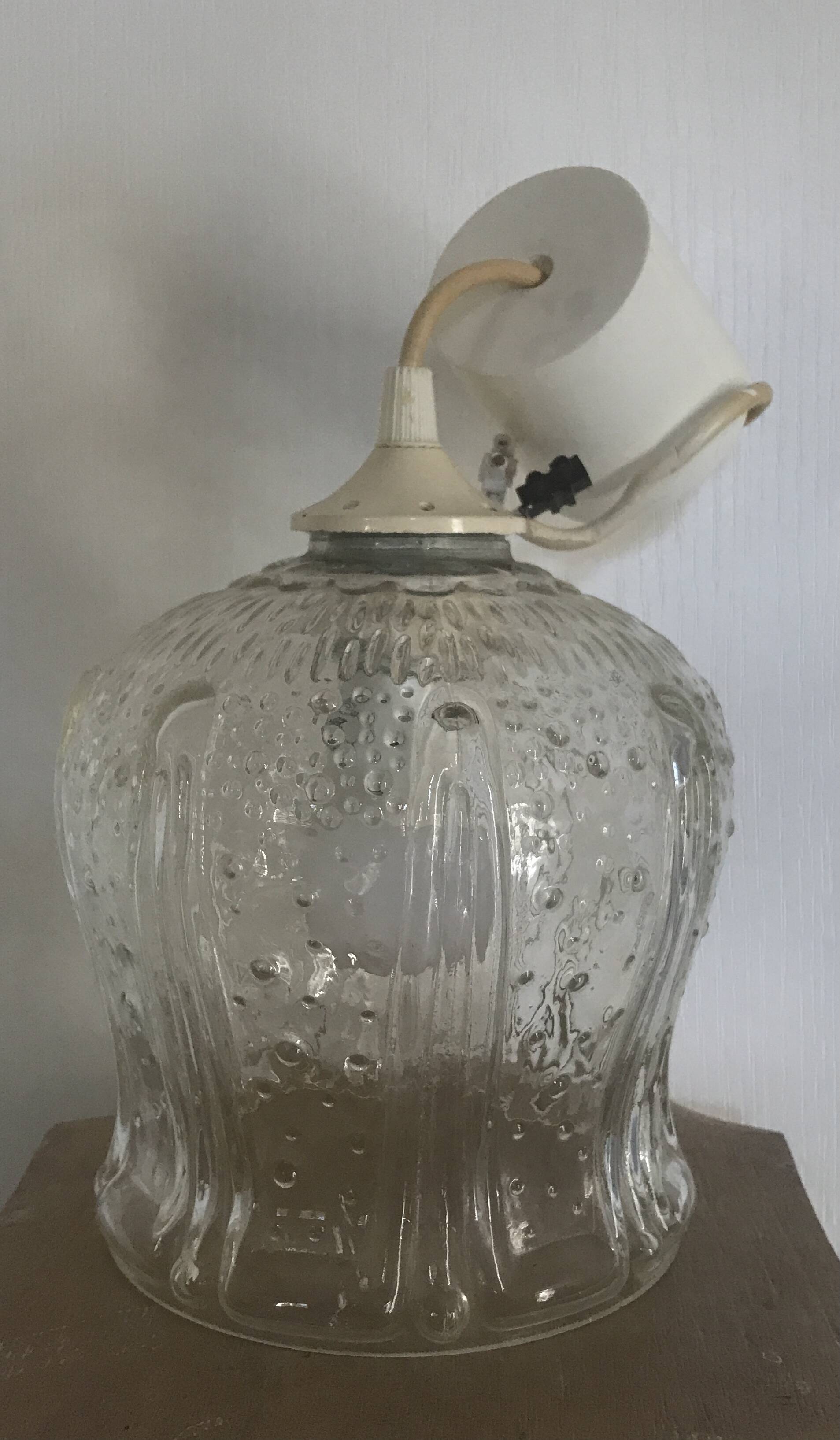 Vintage chandelier pendant lamp in molded glass tulip shape