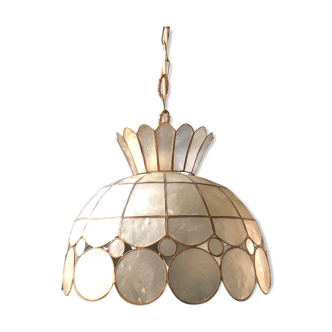 Vintage brass and mother-of-pearl chandelier