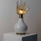 Pair of vintage Murano glass table lamps - flower-shaped shades, twisted glass, brass details - Italy 1970s - unique bedside lamps, elegant gift