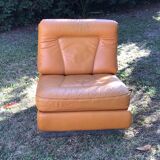 Chauffeuse Jacques Charpentier design vintage en cuir