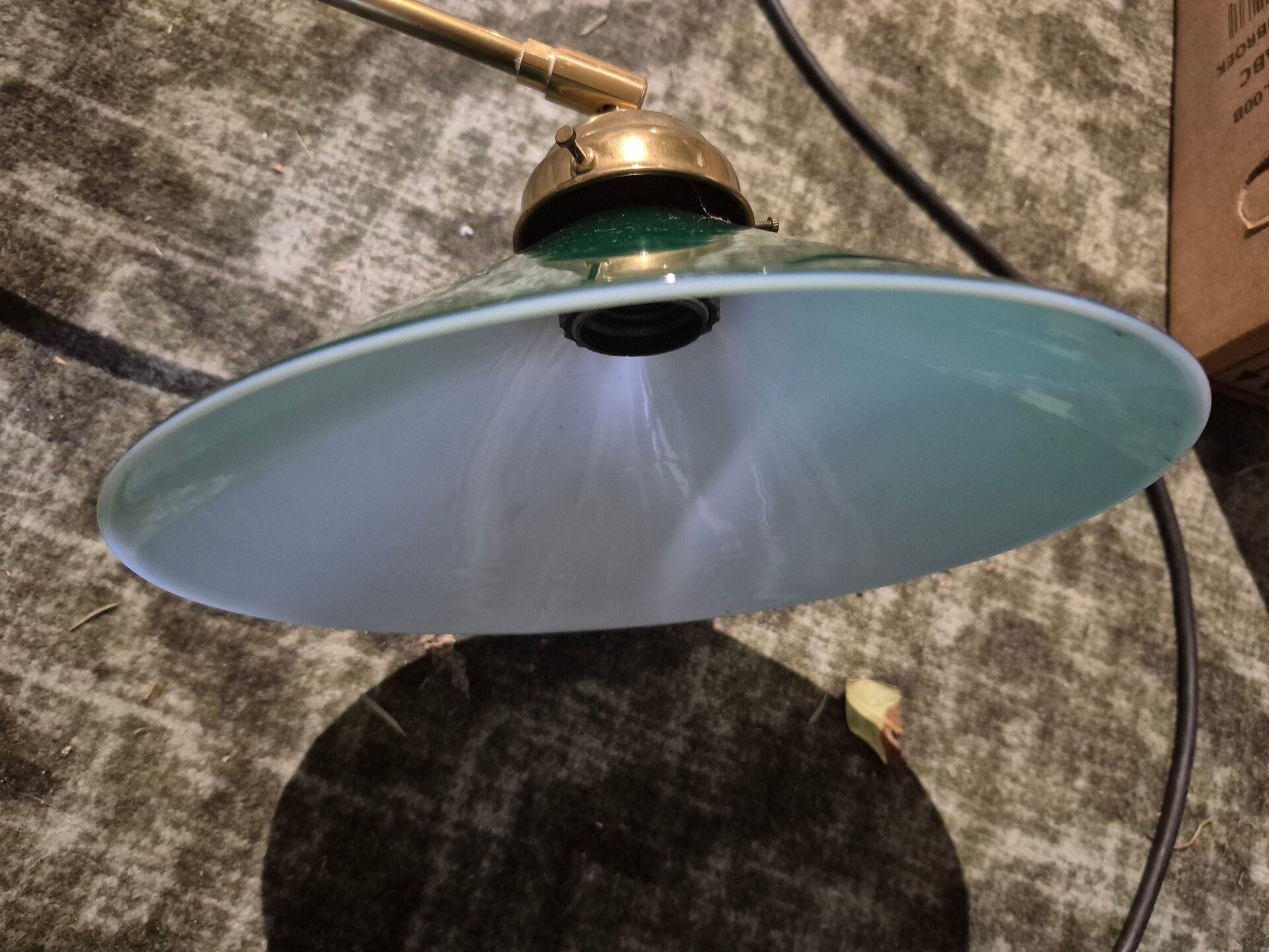 Opaline green white with brass billiard pool lamp 110-150 cm 3 shades