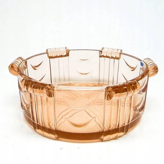 E1e art deco huta stoelzle pink bowl