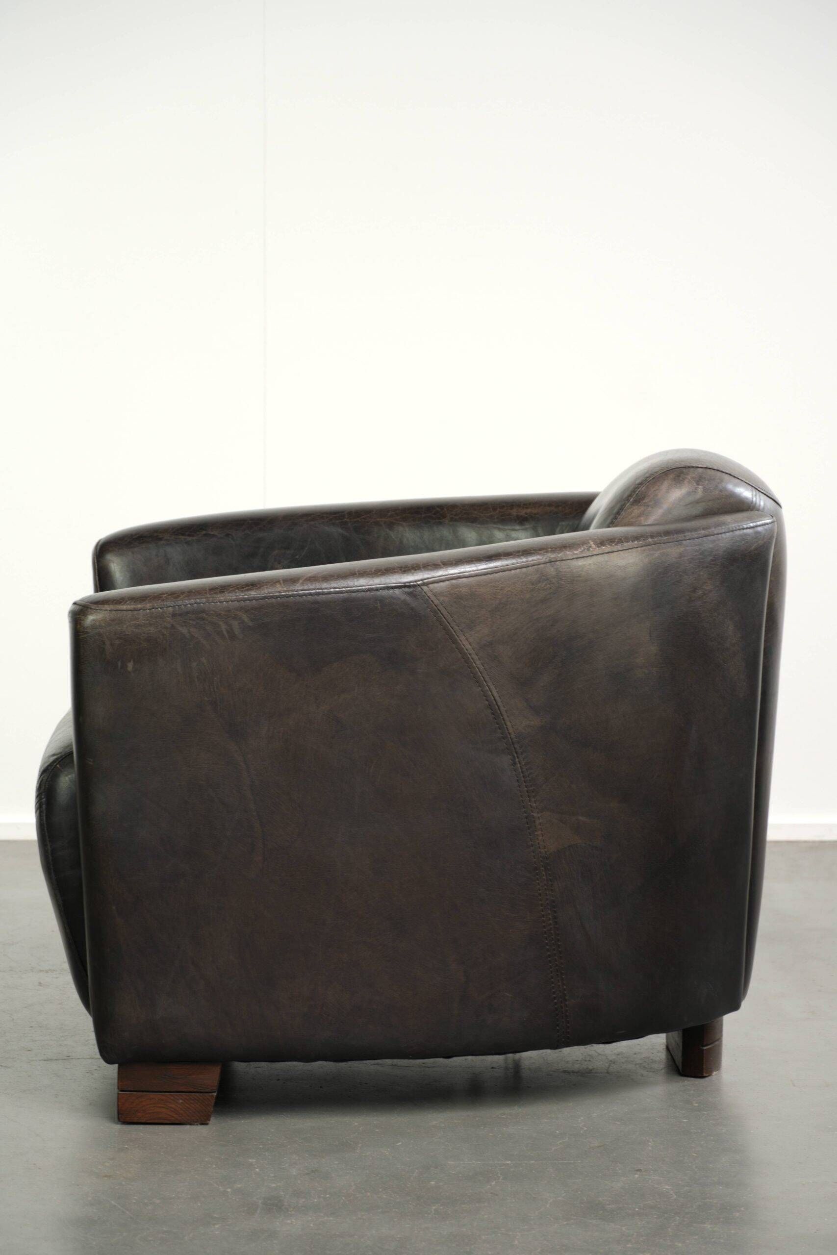 Fauteuil design Aviator en cuir de vache grainé