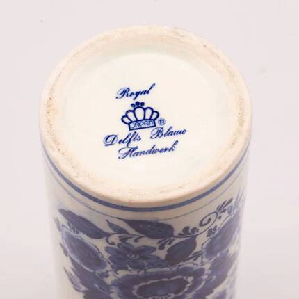 Vintage cylindrical vase in Delft blue pottery - Royal Delfts Blauw - H 15 cm