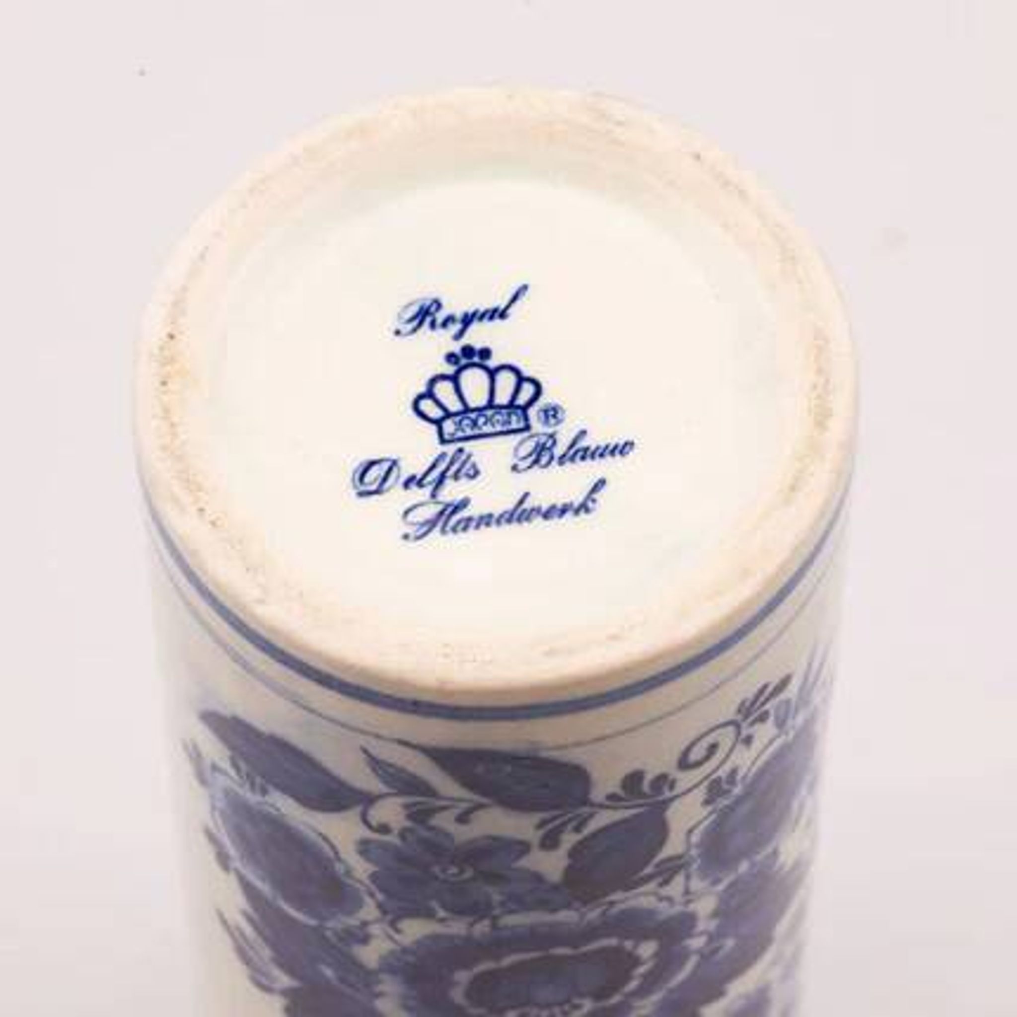 Vintage cylindrical vase in Delft blue pottery - Royal Delfts Blauw - H 15 cm