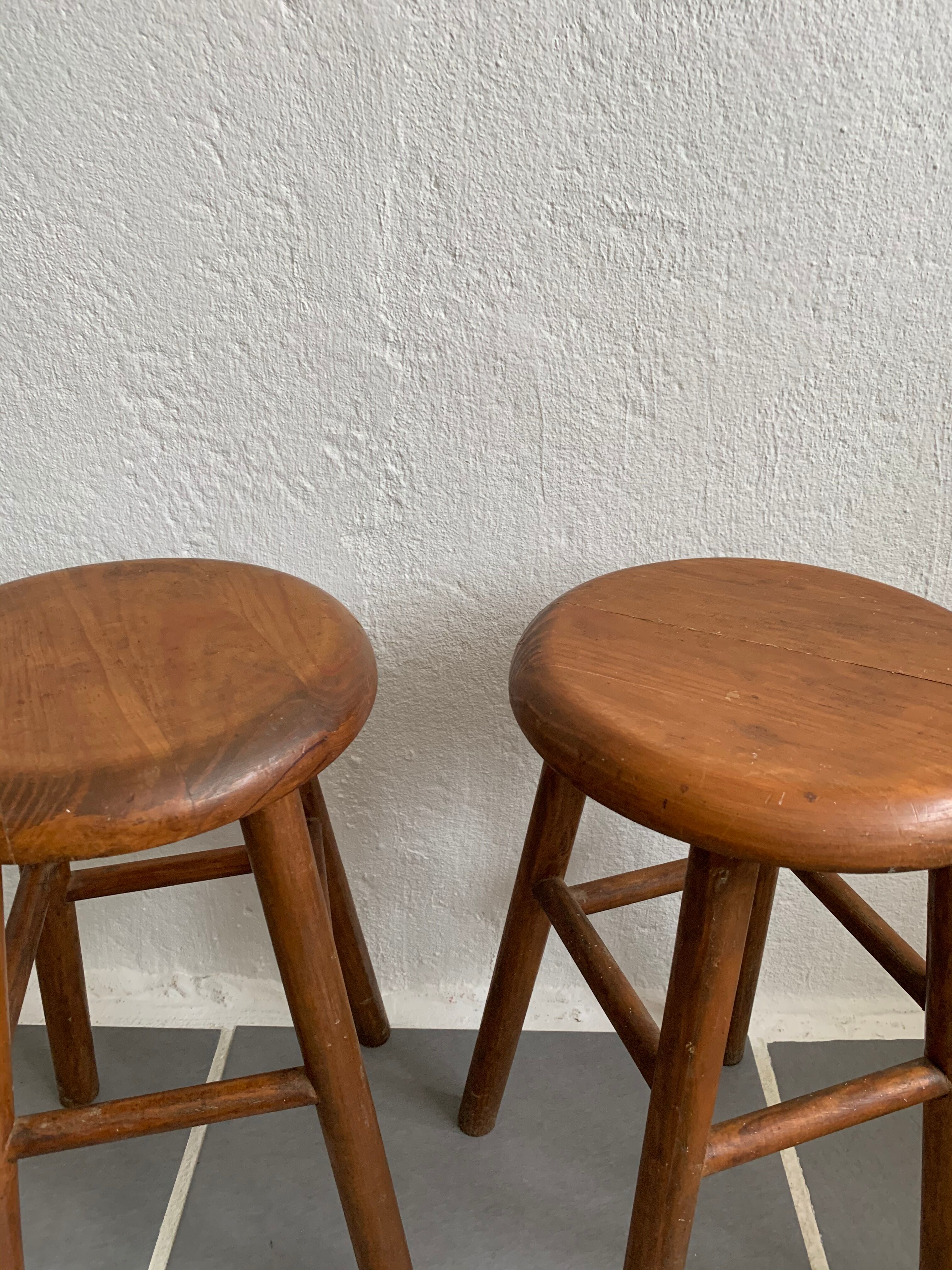 Pair of vintage wooden stools