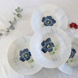 Set of 4 Digoin soup plates, Valentin pattern, French vintage, rustic, country