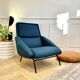 Fauteuil vintage Guermonprez, estampillé - maille 3D Bleu pétrole – De