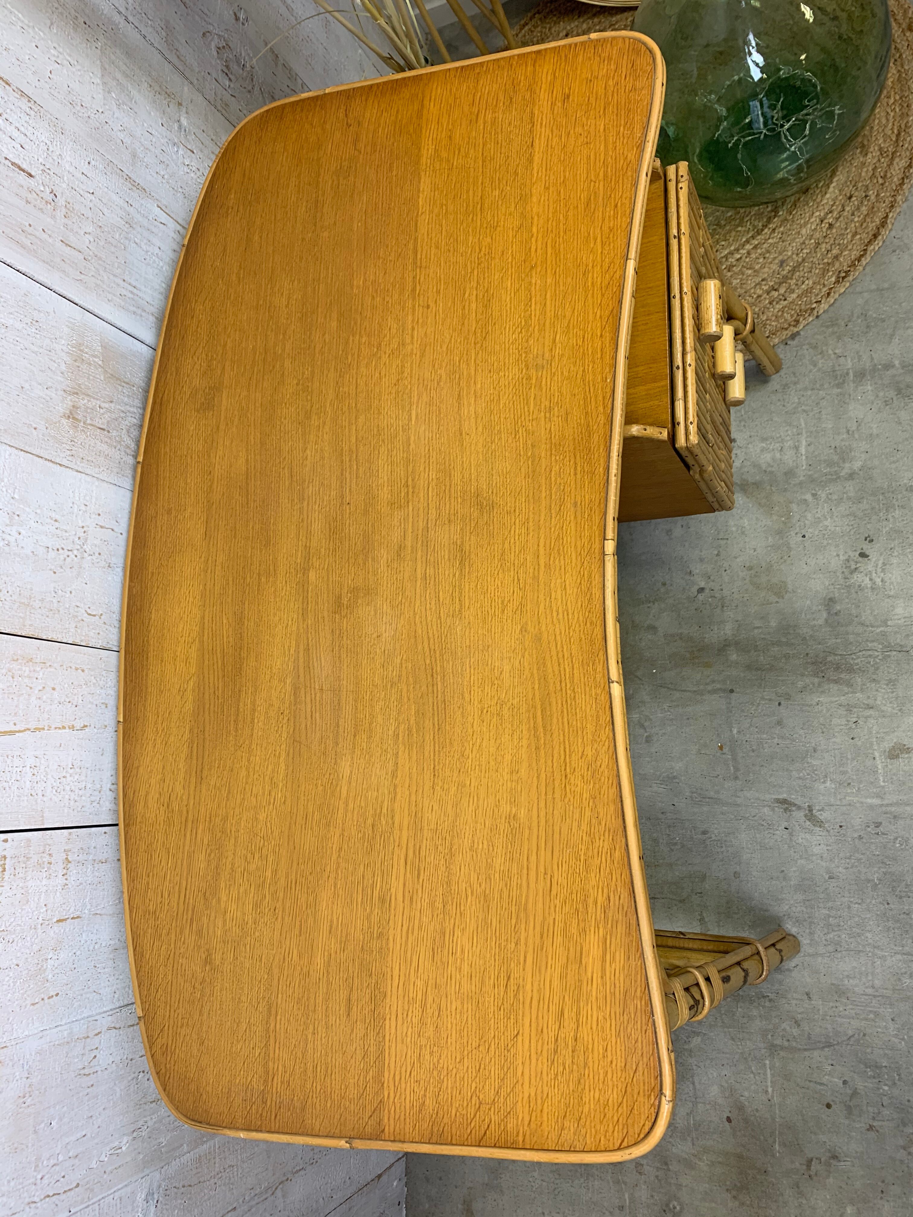 Louis Sognot rattan desk