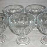 5 moulded glass standing cups for desserts