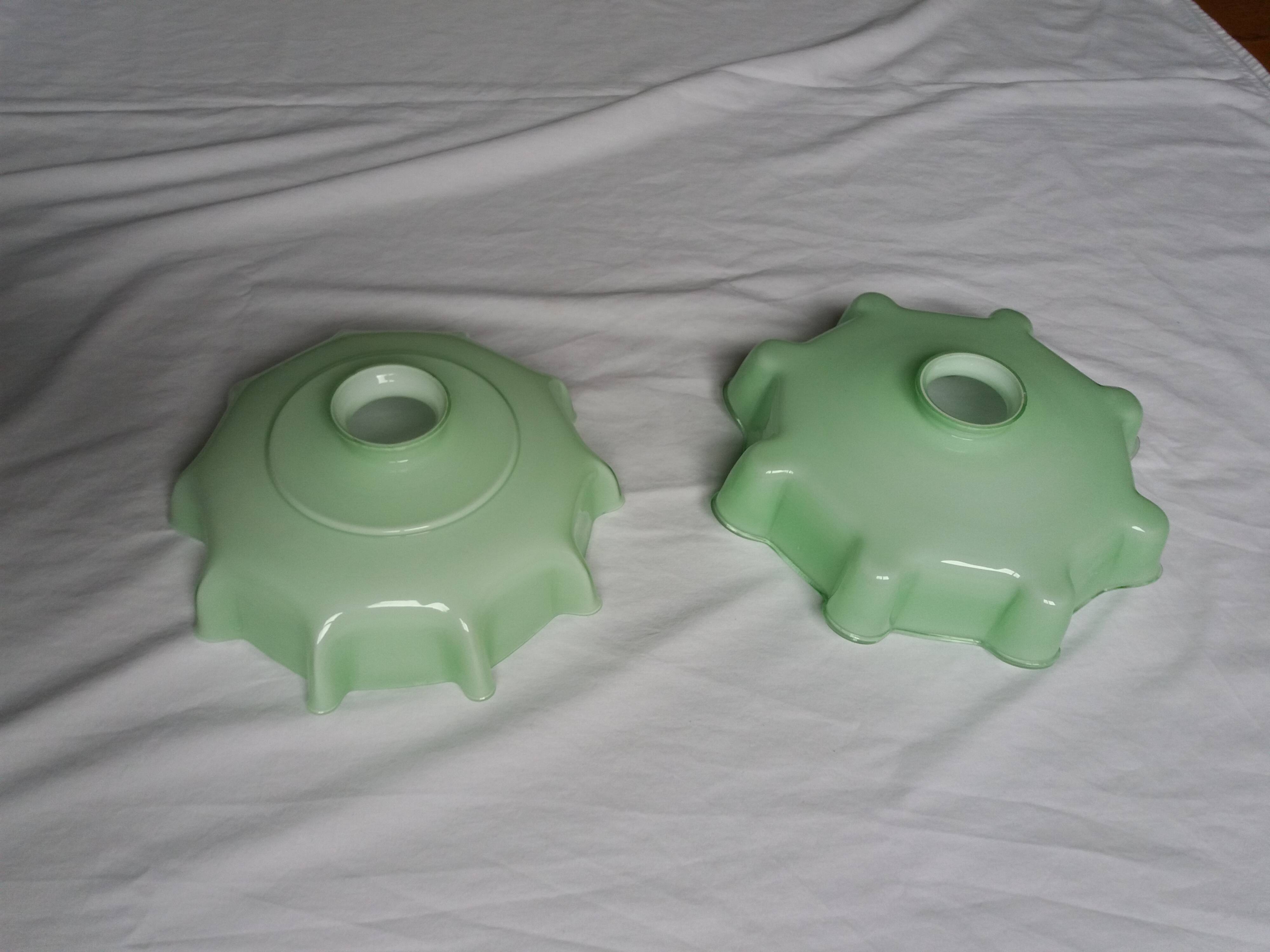 Suspensions abat jour opaline vert pastel