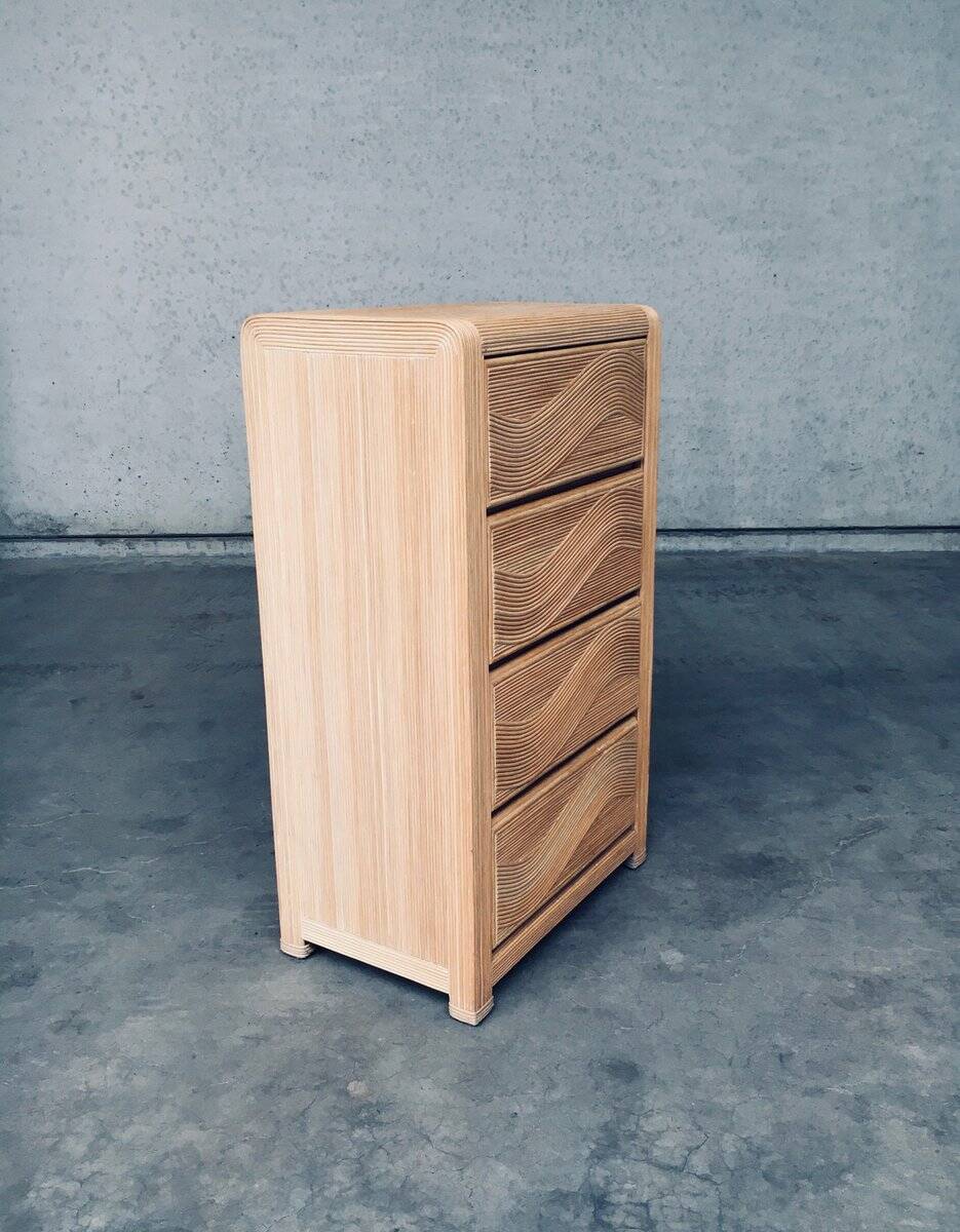 Vintage Rattan High Chest of Drawers, 1980s