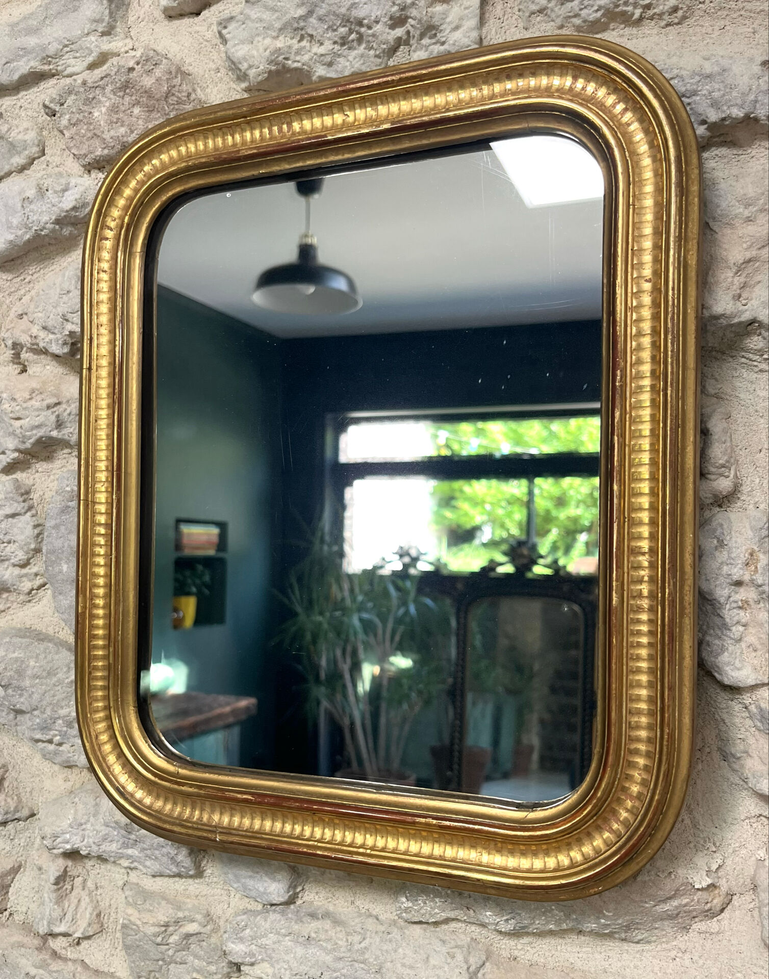 Louis-Philippe mirror gilded with gold leaf 37.5/31.5cm mercury glass