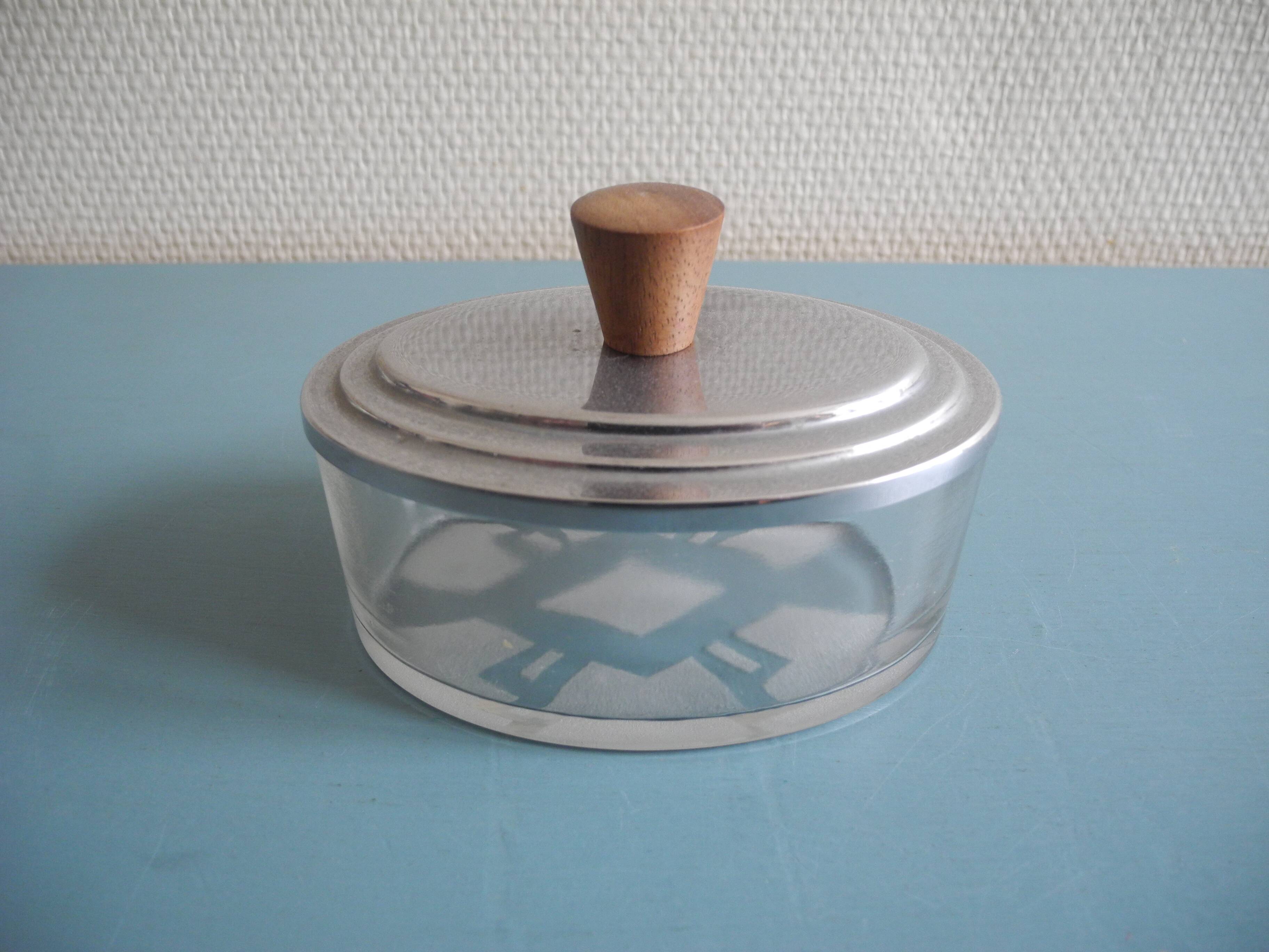 antique oval glass box, Art Deco style, French glass box