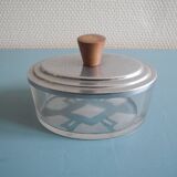 antique oval glass box, Art Deco style, French glass box