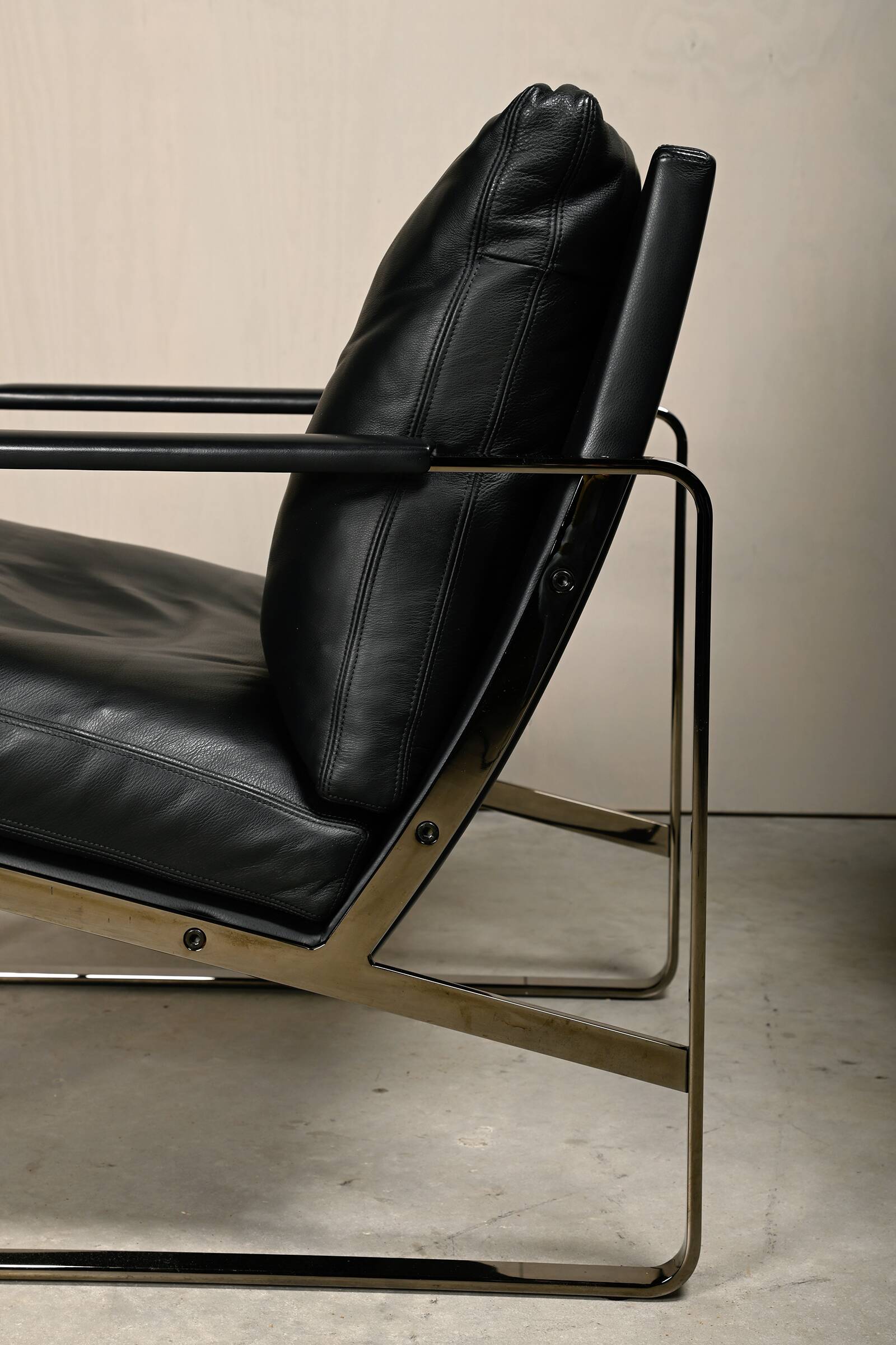 Preben Fabricius Black Leather Lounge Chairs Model 710, Walter Knoll