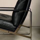 Preben Fabricius Black Leather Lounge Chairs Model 710, Walter Knoll