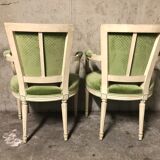 Pair of louis XVI green armchairs