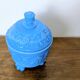 Blue moulded opaline bonbonnière, first half of the 20th century.