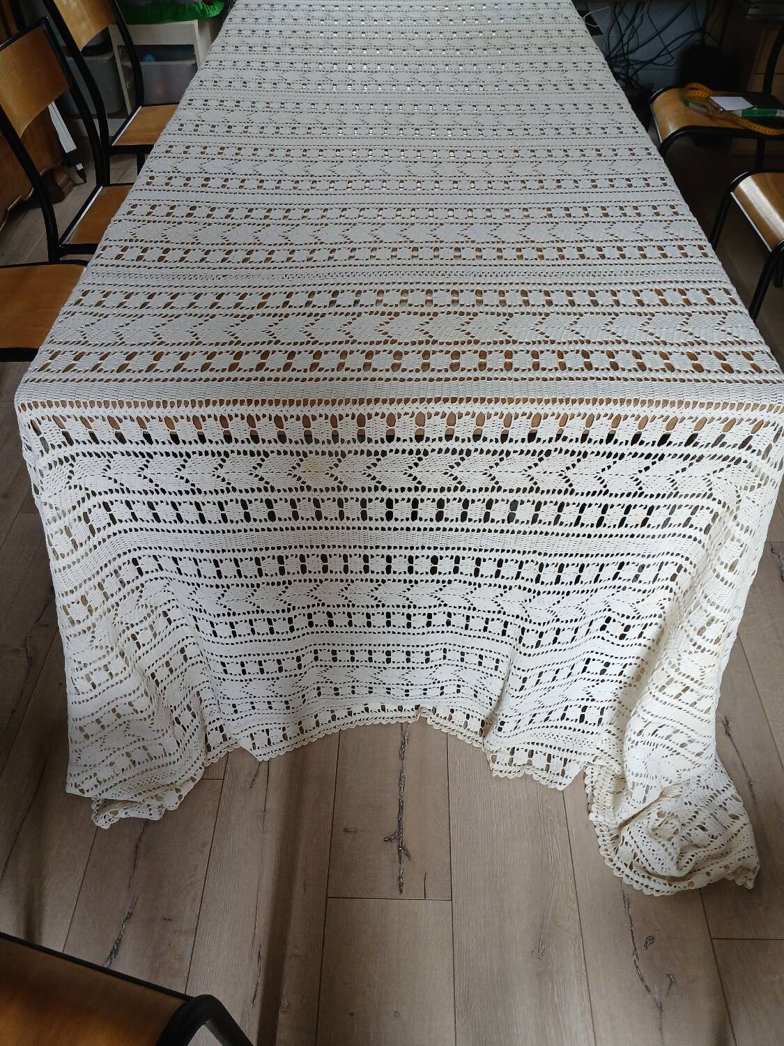 Dessus de lit ancien en crochet fait main