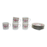 Série de 5 tasses et sous tasses chinoises vintage en porcelaine