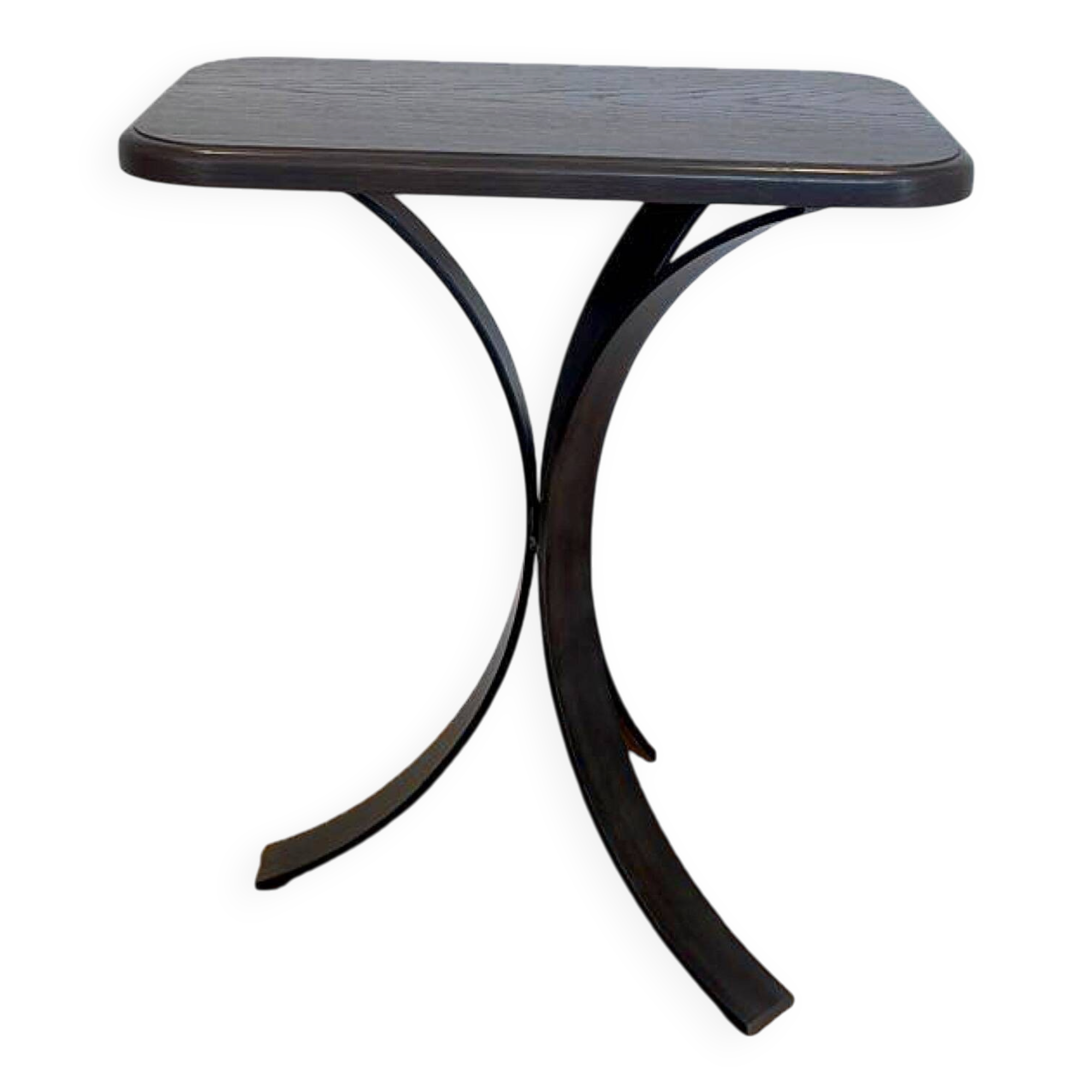 Pair of BS Style side tables in black oak and iron.