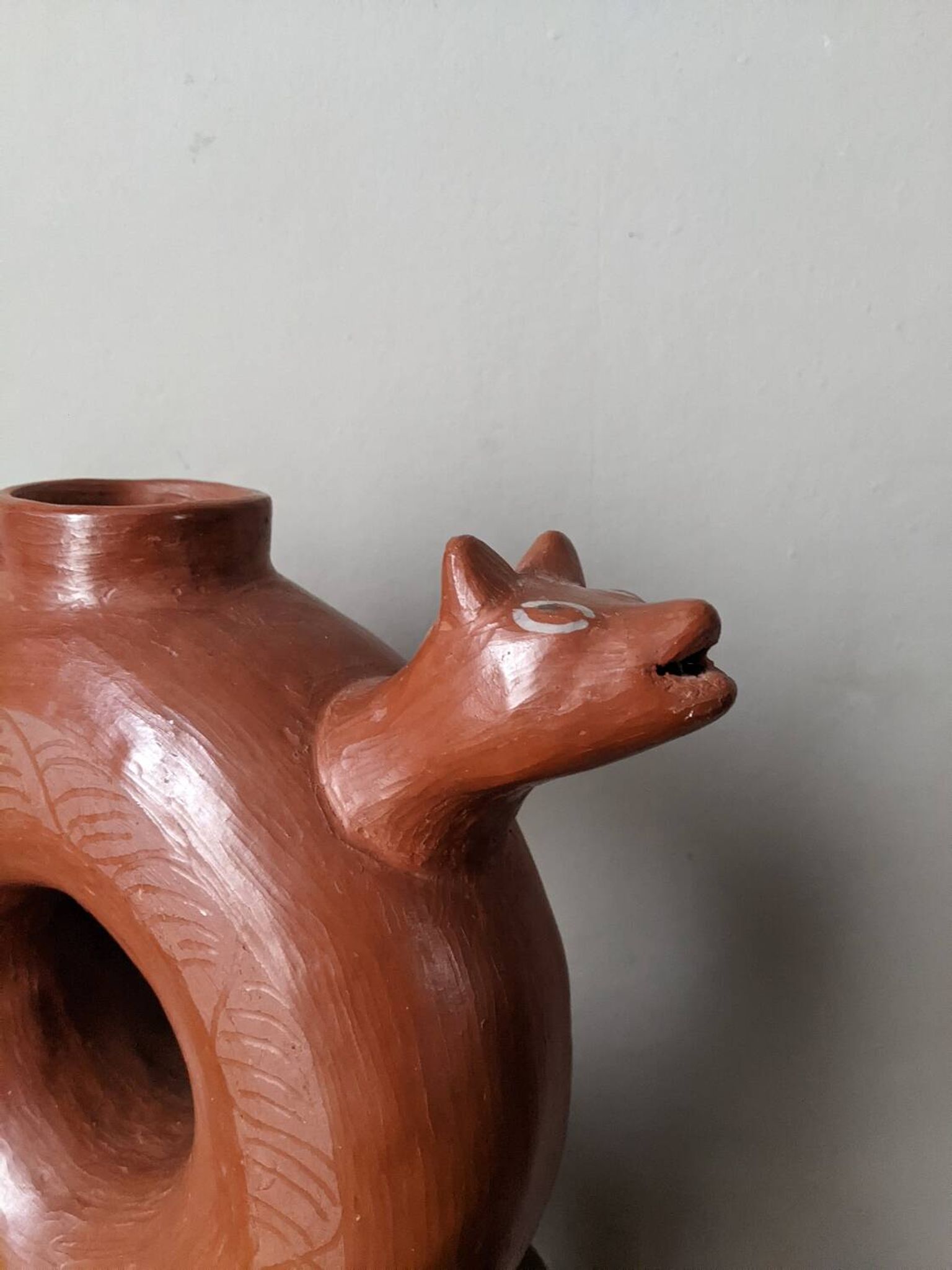 Handmade terracotta vase pottery Mexico