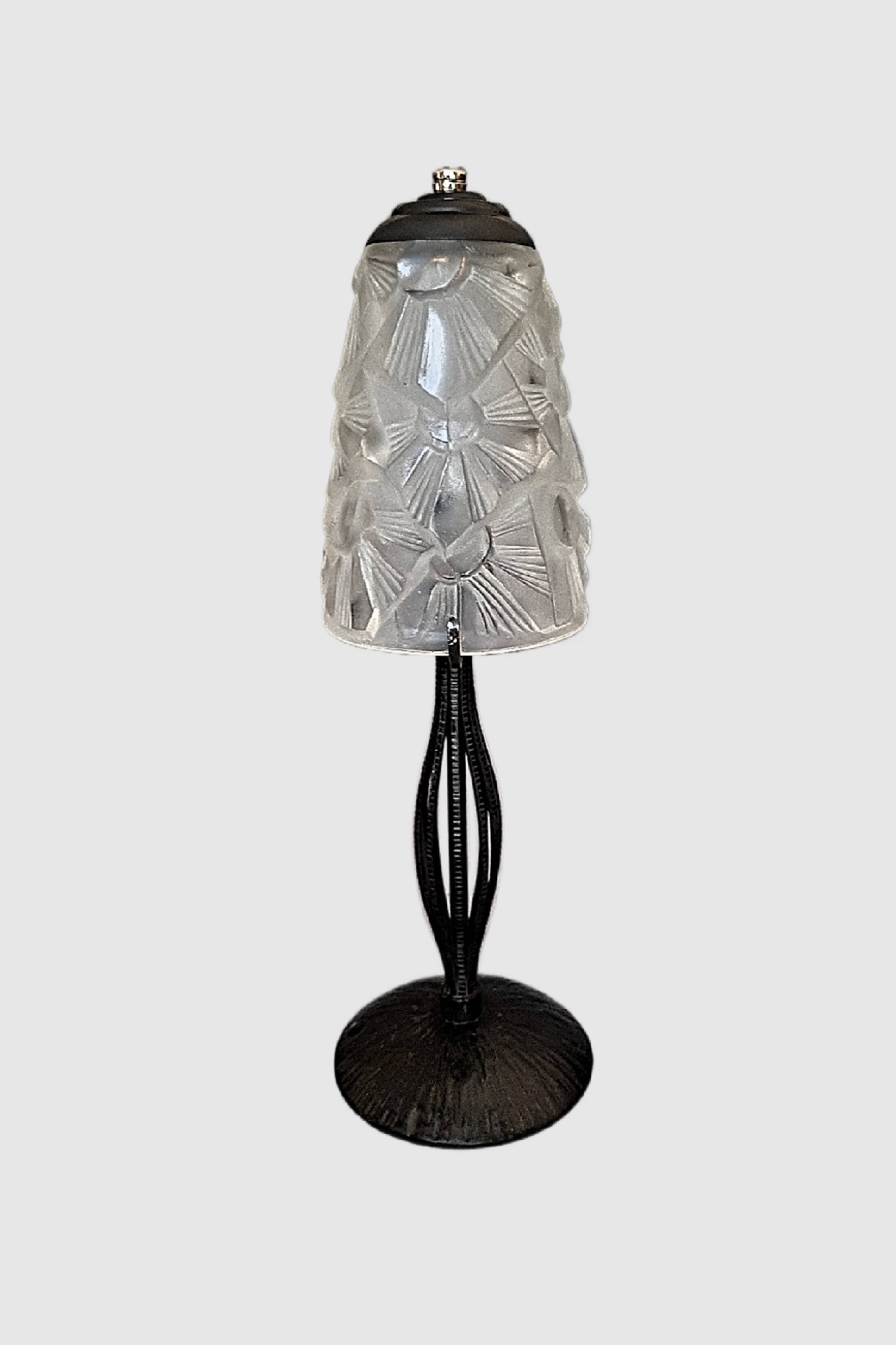 Art deco lamp f. hubens / h. fournet / le fer forgé lyon