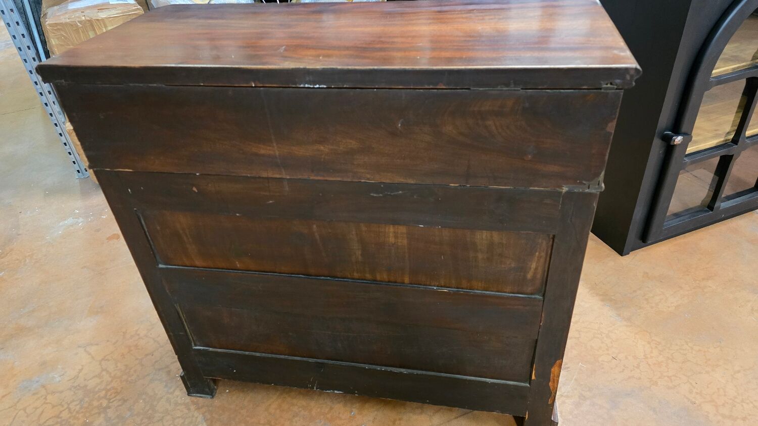 Vintage wooden toilet commode with marble top.