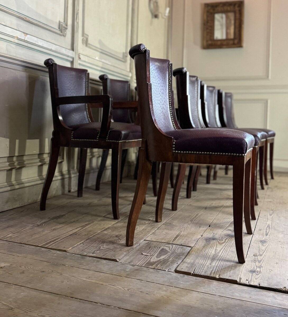 Set of 4 Art Deco chairs and 4 armchairs in rosewood, circa 1930