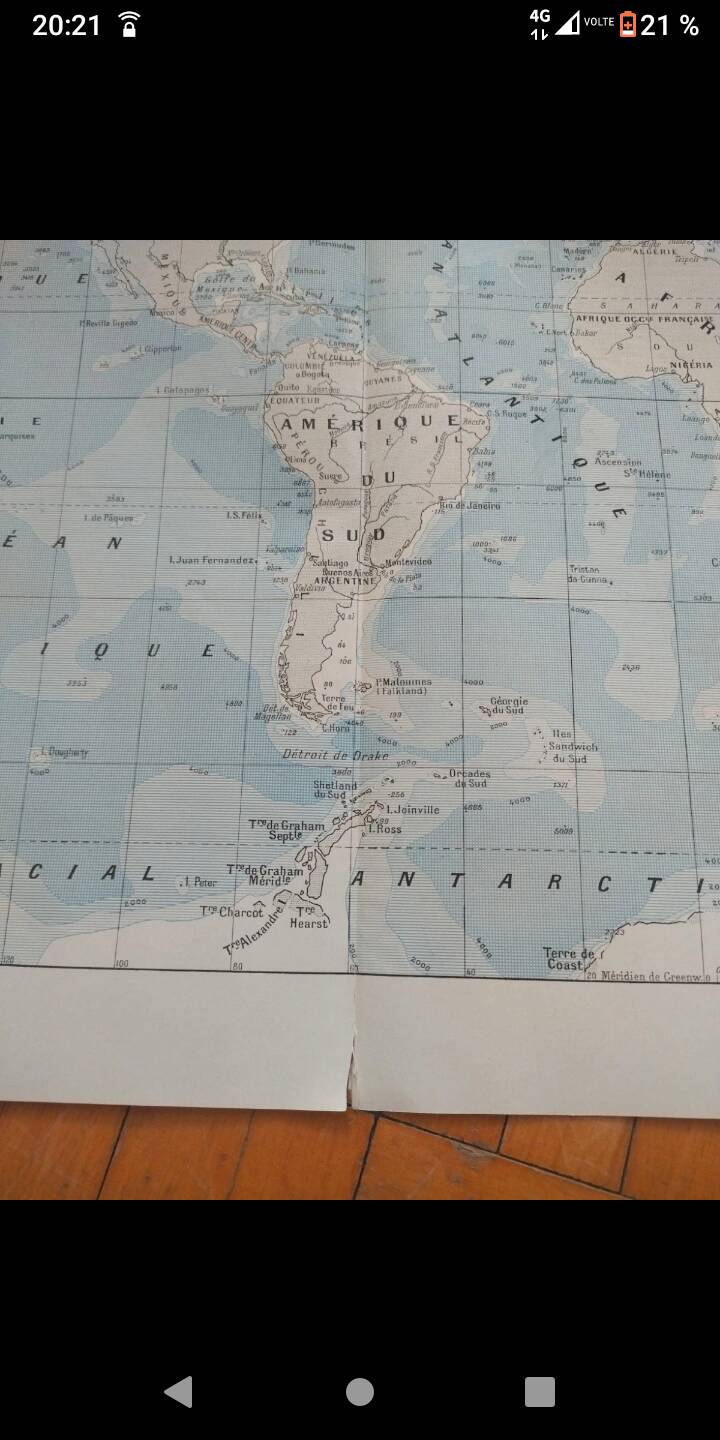 Old geographical map seas currents isobars isotherms Larousse