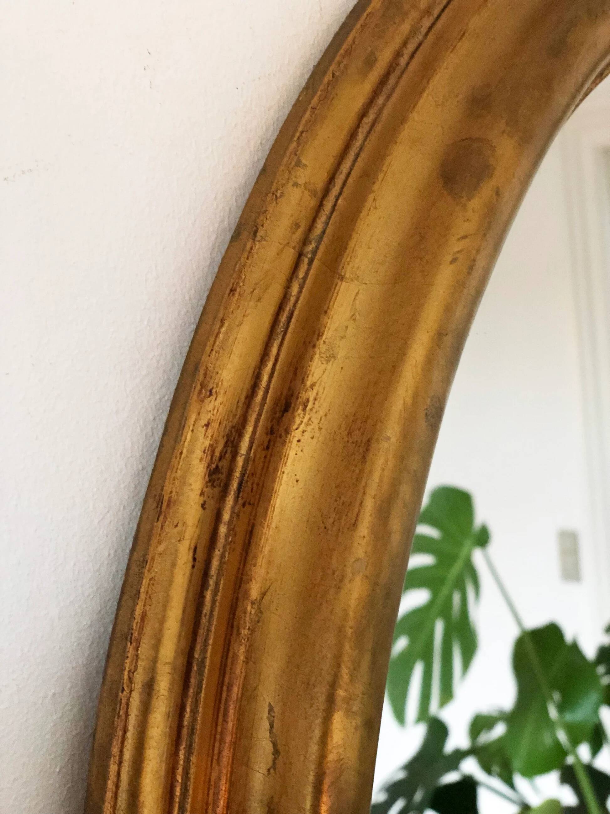 Vintage oval giltwood mirror – Hollywood Regency, Belgium, 1970s
