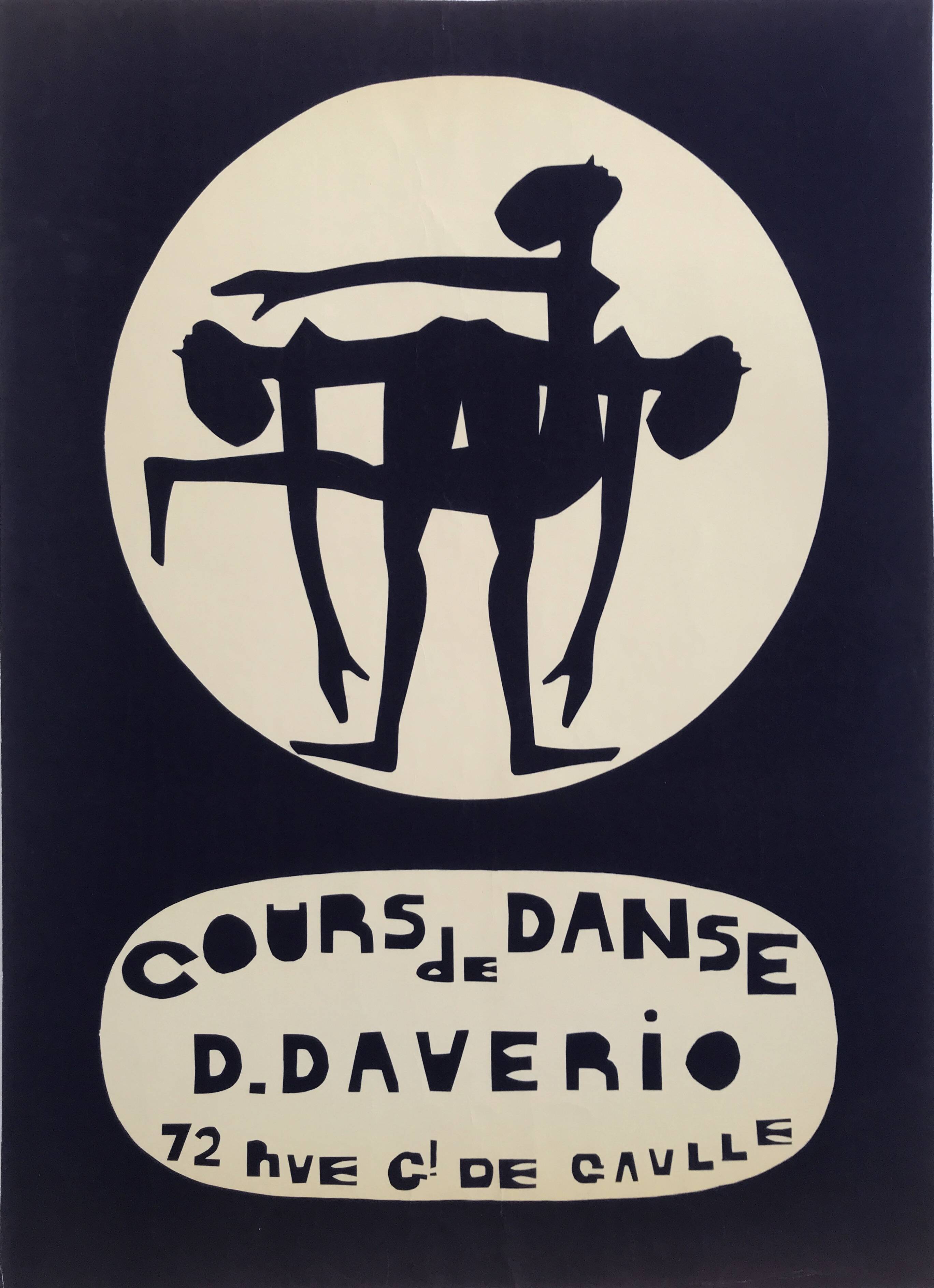 Original poster Dance lessons by D. Daverio, 1970s. Canvased.