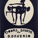 Original poster Dance lessons by D. Daverio, 1970s. Canvased.